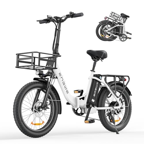 ENGWE L20 SE - Bicicleta eléctrica Plegable, 20' x 3,0 Fat Tire Bicicleta eléctrica para Adultos, 250 W Paso a Paso E-Bike, 20', Plegable, Batería...